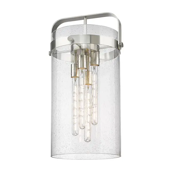 An elegant twist on industrial lighting, Pilaster boasts a metal base with long dramatic glass cylinders filled with equally extraordinary Edison style bulbs.