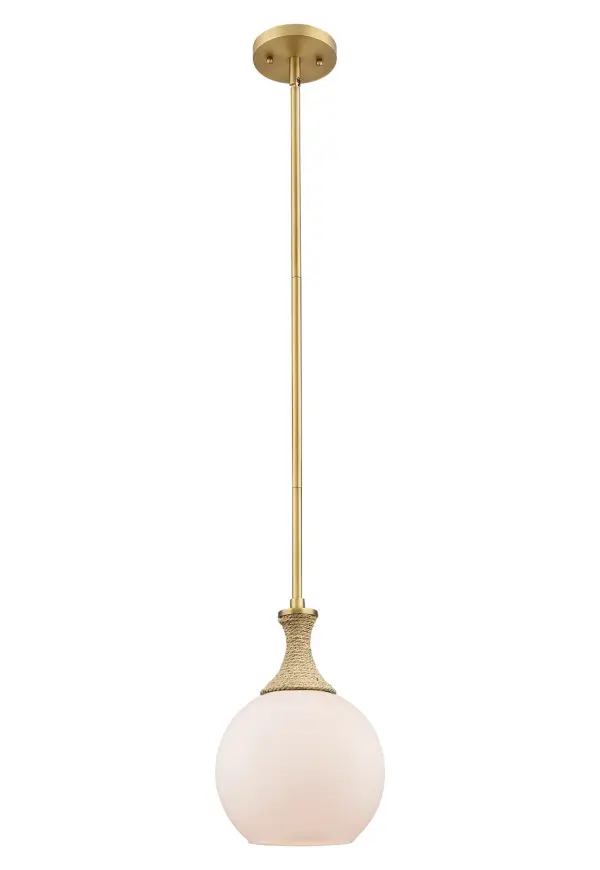The Astor stands out with its intricate stem, available in detailed metal or rope designs, offering a refined balance between rustic charm and modern elegance. Its globe shade effortlessly adds texture and depth to any room.