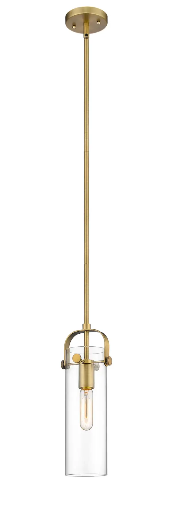 Timeless elegance abounds in the Pilaster II Cylinder collection.  The graceful arch of the metal frame secures and the heavy glass cylinder and has a dynamic look that keeps this tailored piece ready to make a statement in whatever space it brightens