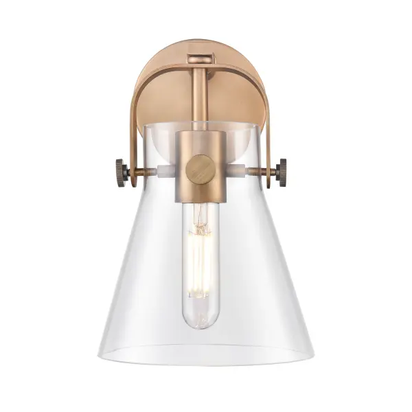 The Pilaster II Cone collection creates a welcoming mood with the crisp minimal metal frame paired with a beautifully tapered cone glass shade. The modern design and trendy geometric shape of the fixture allows this collection to fit in any decor. - alternate view
