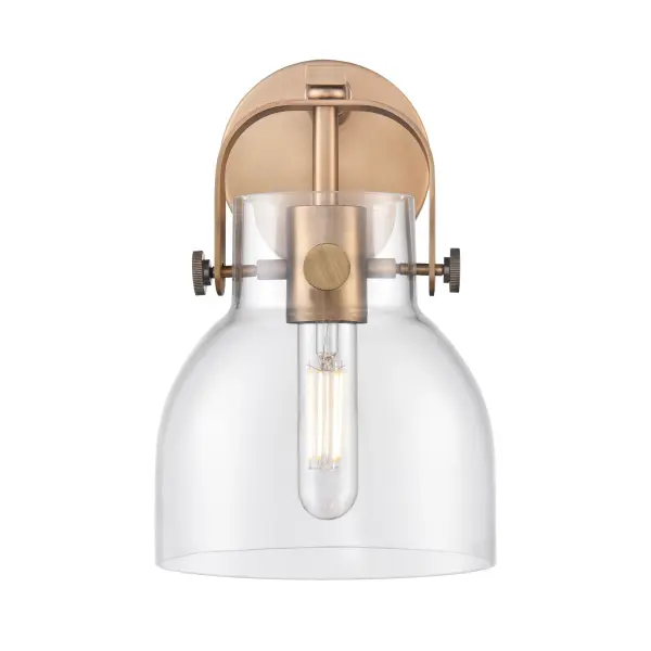 The Pilaster II Bell delivers an elegant twist on modern industrial lighting and incorporates exceptional architectural details and classic bell shaped shade. The delicately curved glass shade complements the clean lines of this chic line of fixtures. - alternate view