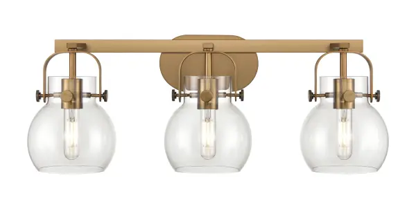 Pilaster II Sphere offers graceful and timeless design through the classic arch of the metal frame which secures the globe-shaped glass shade.  The attractive form of the glass combined with the beautiful metalwork elevates the look of any space.