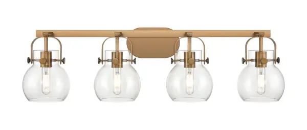 Pilaster II Sphere offers graceful and timeless design through the classic arch of the metal frame which secures the globe-shaped glass shade.  The attractive form of the glass combined with the beautiful metalwork elevates the look of any space.