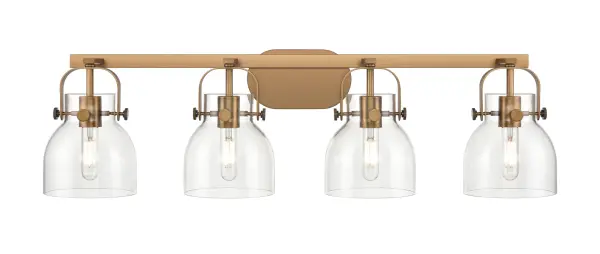 The Pilaster II Bell delivers an elegant twist on modern industrial lighting and incorporates exceptional architectural details and classic bell shaped shade.  The delicately curved glass shade complements the clean lines of this chic line of fixtures.