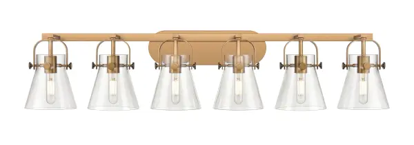 The Pilaster II Cone collection creates a welcoming mood with the crisp minimal metal frame paired with a beautifully tapered cone glass shade. The modern design and trendy geometric shape of the fixture allows this collection to fit in any decor.