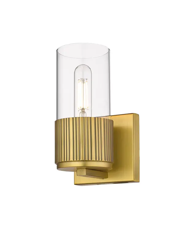 The stately Bolivar Collection is a study in architectural design and subtle details. The stylish and stately ribbed base houses a cylindrical glass shade. - alternate view