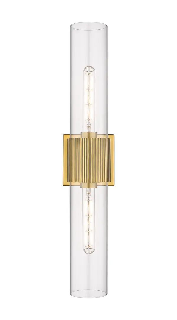 The stately Bolivar Collection is a study in architectural design and subtle details. The stylish and stately ribbed base houses a cylindrical glass shade. - alternate view