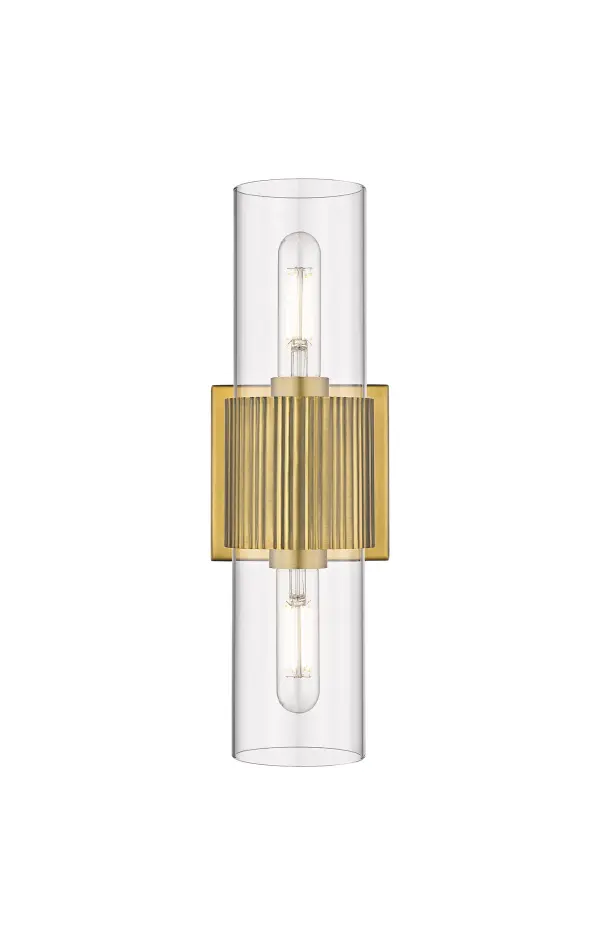 The stately Bolivar Collection is a study in architectural design and subtle details. The stylish and stately ribbed base houses a cylindrical glass shade. - alternate view