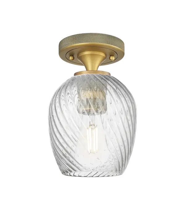 Details abound in the Crown Point Collection with an industrial take on modern sophistication. This stunning line of fixtures features cylindrical glass set in an updated restoration style frame with intricate knurling detail on the sockets, canopy, and finials.