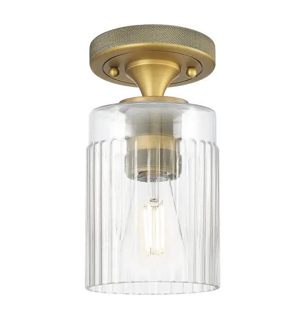 Details abound in the Crown Point Collection with an industrial take on modern sophistication. This stunning line of fixtures features cylindrical glass set in an updated restoration style frame with intricate knurling detail on the sockets, canopy, and finials.