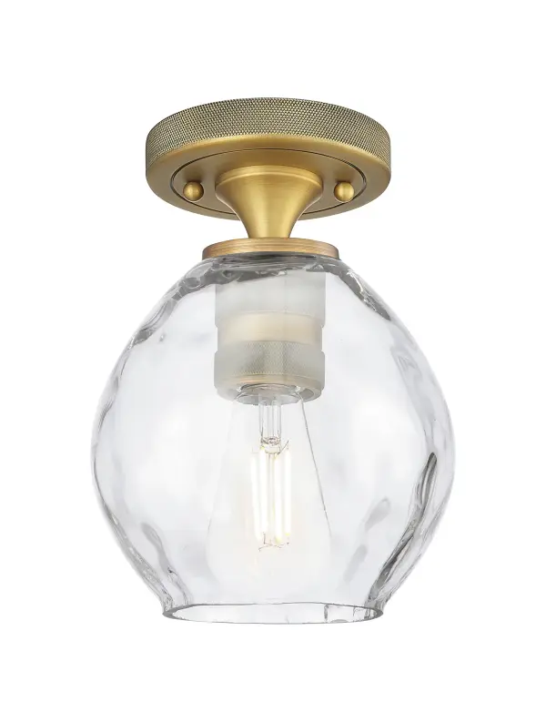 Details abound in the Crown Point Collection with an industrial take on modern sophistication. This stunning line of fixtures features cylindrical glass set in an updated restoration style frame with intricate knurling detail on the sockets, canopy, and finials.