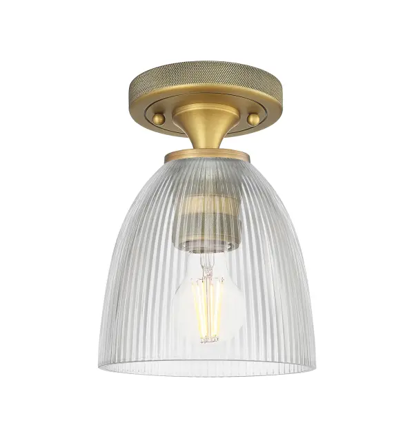 Details abound in the Crown Point Collection with an industrial take on modern sophistication. This stunning line of fixtures features cylindrical glass set in an updated restoration style frame with intricate knurling detail on the sockets, canopy, and finials.