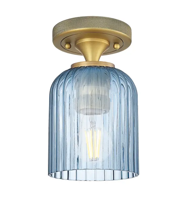 Details abound in the Crown Point Collection with an industrial take on modern sophistication. This stunning line of fixtures features cylindrical glass set in an updated restoration style frame with intricate knurling detail on the sockets, canopy, and finials.