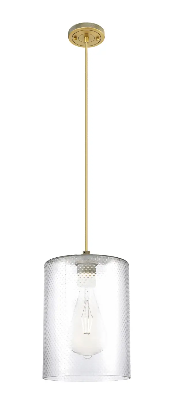 Details abound in the Crown Point Collection with an industrial take on modern sophistication. This stunning line of fixtures features cylindrical glass set in an updated restoration style frame with intricate knurling detail on the sockets, canopy, and finials.