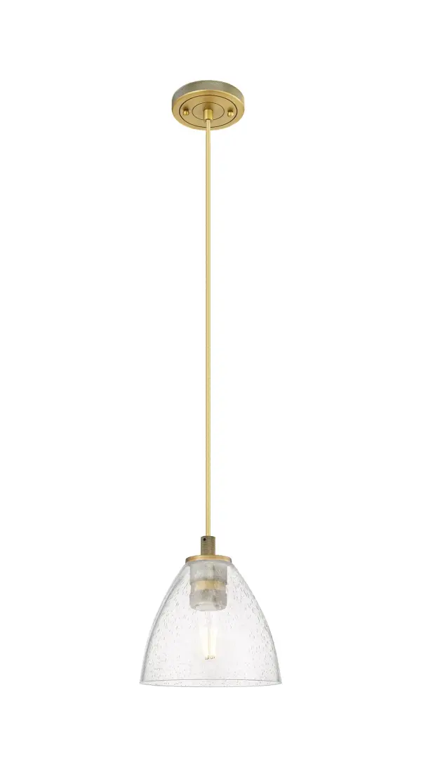 Details abound in the Crown Point Collection with an industrial take on modern sophistication. This stunning line of fixtures features cylindrical glass set in an updated restoration style frame with intricate knurling detail on the sockets, canopy, and finials.