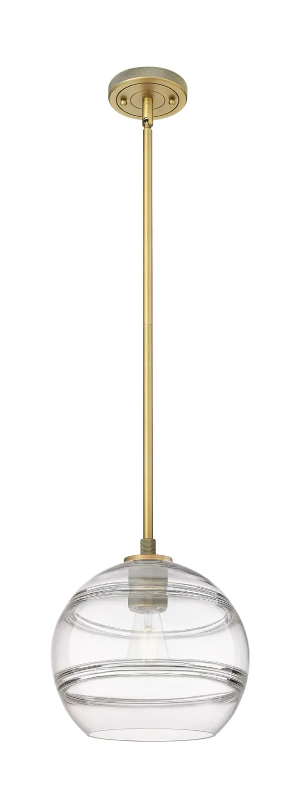 Details abound in the Crown Point Collection with an industrial take on modern sophistication. This stunning line of fixtures features cylindrical glass set in an updated restoration style frame with intricate knurling detail on the sockets, canopy, and finials.