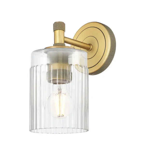 Details abound in the Crown Point Collection with an industrial take on modern sophistication. This stunning line of fixtures features cylindrical glass set in an updated restoration style frame with intricate knurling detail on the sockets, canopy, and finials. - alternate view