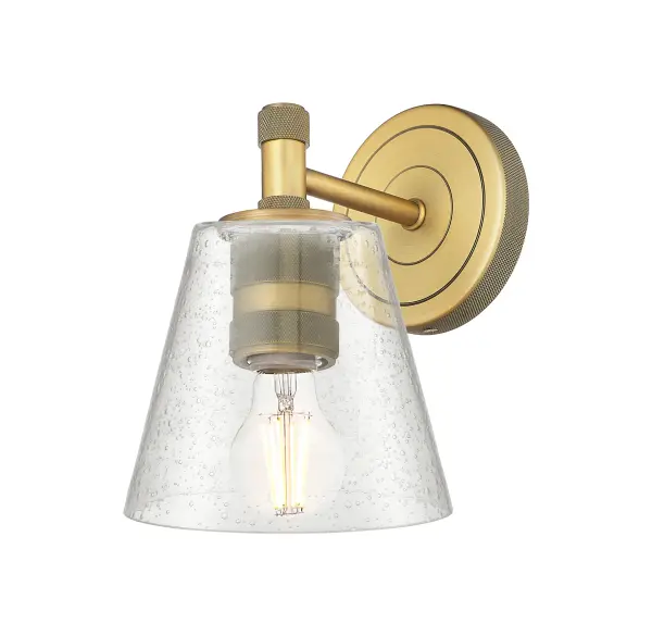 Details abound in the Crown Point Collection with an industrial take on modern sophistication. This stunning line of fixtures features cylindrical glass set in an updated restoration style frame with intricate knurling detail on the sockets, canopy, and finials. - alternate view