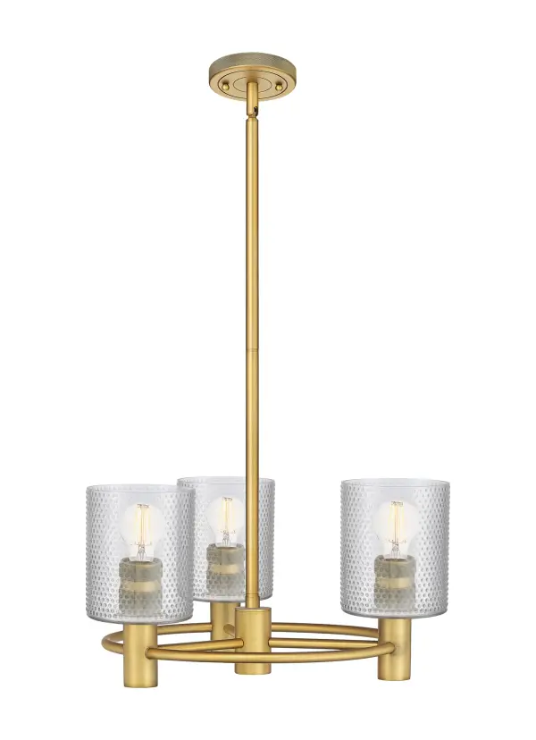 Details abound in the Crown Point Collection with an industrial take on modern sophistication. This stunning line of fixtures features cylindrical glass set in an updated restoration style frame with intricate knurling detail on the sockets, canopy, and finials.