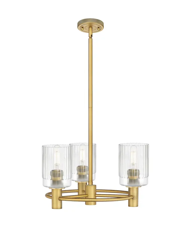 Details abound in the Crown Point Collection with an industrial take on modern sophistication. This stunning line of fixtures features cylindrical glass set in an updated restoration style frame with intricate knurling detail on the sockets, canopy, and finials.