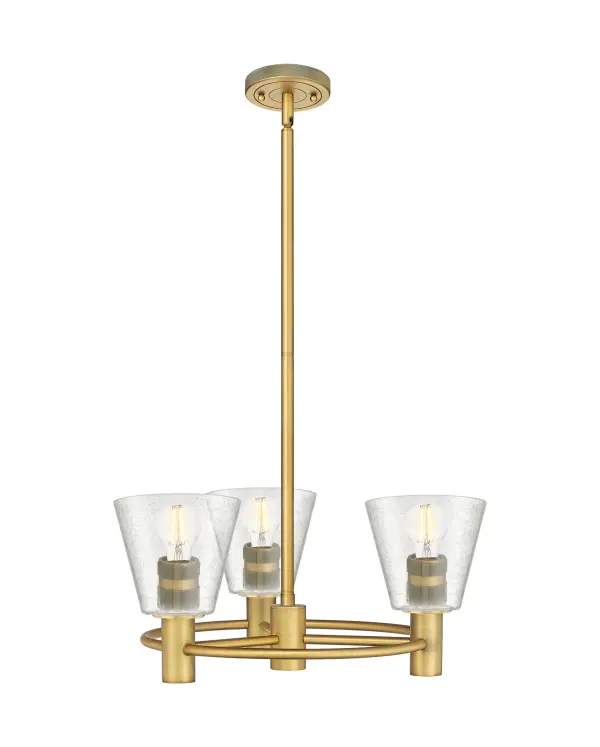 Details abound in the Crown Point Collection with an industrial take on modern sophistication. This stunning line of fixtures features cylindrical glass set in an updated restoration style frame with intricate knurling detail on the sockets, canopy, and finials.