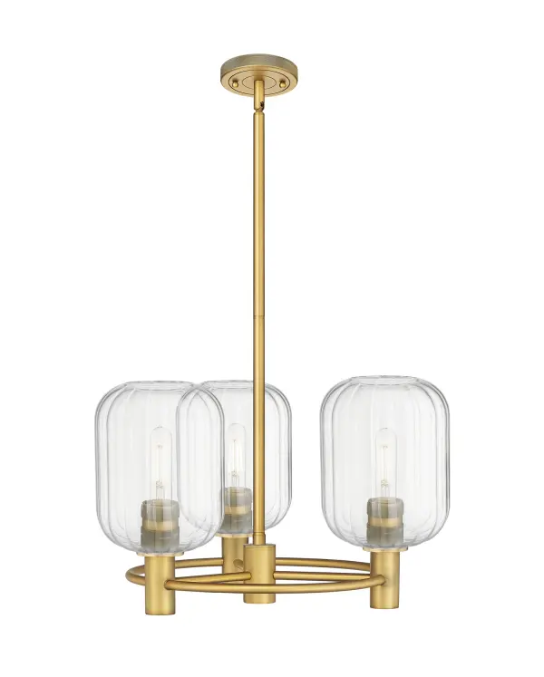 Details abound in the Crown Point Collection with an industrial take on modern sophistication. This stunning line of fixtures features cylindrical glass set in an updated restoration style frame with intricate knurling detail on the sockets, canopy, and finials.