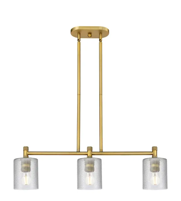 Details abound in the Crown Point Collection with an industrial take on modern sophistication. This stunning line of fixtures features cylindrical glass set in an updated restoration style frame with intricate knurling detail on the sockets, canopy, and finials.