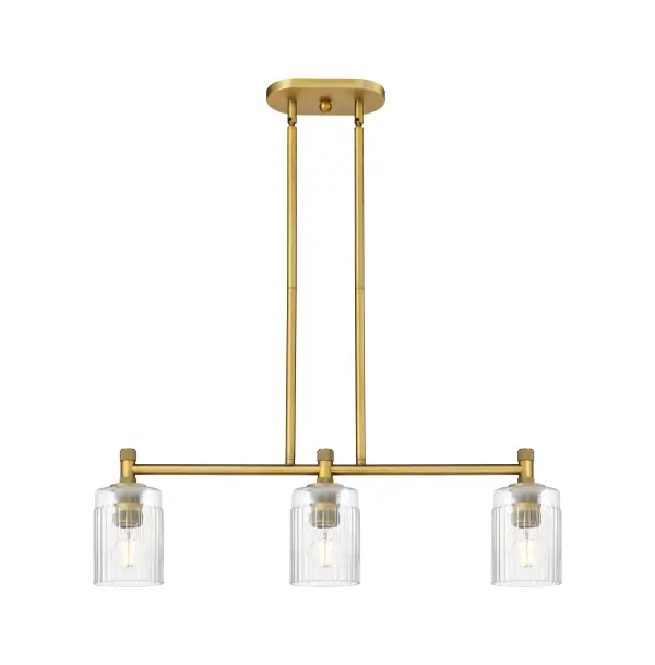 Details abound in the Crown Point Collection with an industrial take on modern sophistication. This stunning line of fixtures features cylindrical glass set in an updated restoration style frame with intricate knurling detail on the sockets, canopy, and finials.