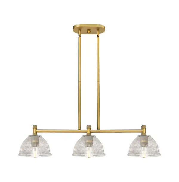 Details abound in the Crown Point Collection with an industrial take on modern sophistication. This stunning line of fixtures features cylindrical glass set in an updated restoration style frame with intricate knurling detail on the sockets, canopy, and finials.