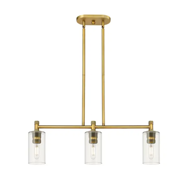 Details abound in the Crown Point Collection with an industrial take on modern sophistication. This stunning line of fixtures features cylindrical glass set in an updated restoration style frame with intricate knurling detail on the sockets, canopy, and finials.