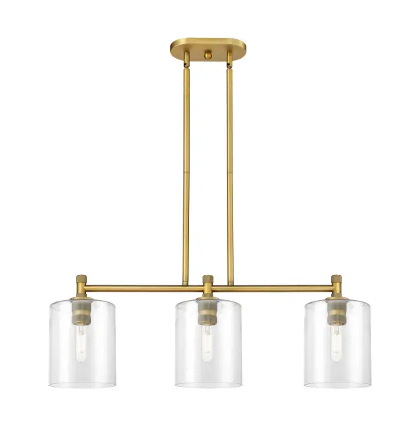 Details abound in the Crown Point Collection with an industrial take on modern sophistication. This stunning line of fixtures features cylindrical glass set in an updated restoration style frame with intricate knurling detail on the sockets, canopy, and finials.