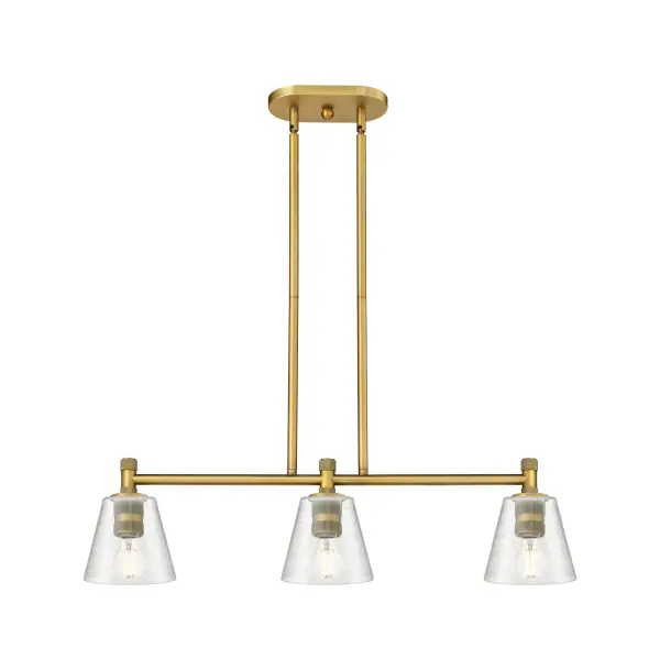 Details abound in the Crown Point Collection with an industrial take on modern sophistication. This stunning line of fixtures features cylindrical glass set in an updated restoration style frame with intricate knurling detail on the sockets, canopy, and finials.