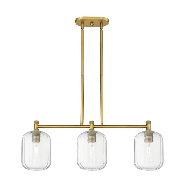 Details abound in the Crown Point Collection with an industrial take on modern sophistication. This stunning line of fixtures features cylindrical glass set in an updated restoration style frame with intricate knurling detail on the sockets, canopy, and finials.