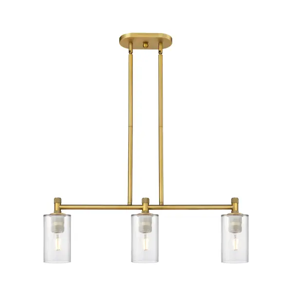 Details abound in the Crown Point Collection with an industrial take on modern sophistication. This stunning line of fixtures features cylindrical glass set in an updated restoration style frame with intricate knurling detail on the sockets, canopy, and finials.