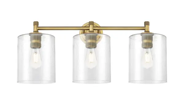 Details abound in the Crown Point Collection with an industrial take on modern sophistication. This stunning line of fixtures features cylindrical glass set in an updated restoration style frame with intricate knurling detail on the sockets, canopy, and finials. - alternate view