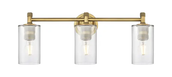 Details abound in the Crown Point Collection with an industrial take on modern sophistication. This stunning line of fixtures features cylindrical glass set in an updated restoration style frame with intricate knurling detail on the sockets, canopy, and finials. - alternate view