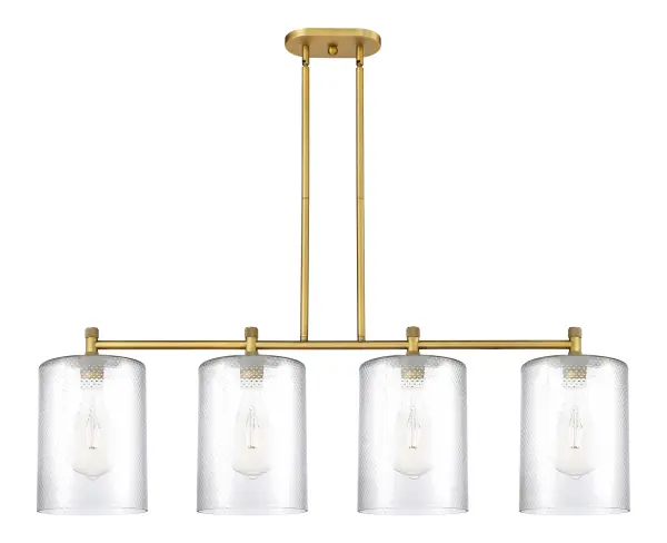 Details abound in the Crown Point Collection with an industrial take on modern sophistication. This stunning line of fixtures features cylindrical glass set in an updated restoration style frame with intricate knurling detail on the sockets, canopy, and finials.