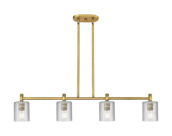Details abound in the Crown Point Collection with an industrial take on modern sophistication. This stunning line of fixtures features cylindrical glass set in an updated restoration style frame with intricate knurling detail on the sockets, canopy, and finials.