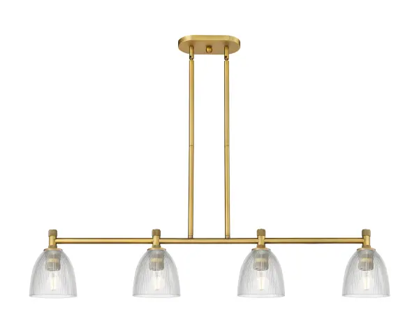 Details abound in the Crown Point Collection with an industrial take on modern sophistication. This stunning line of fixtures features cylindrical glass set in an updated restoration style frame with intricate knurling detail on the sockets, canopy, and finials.