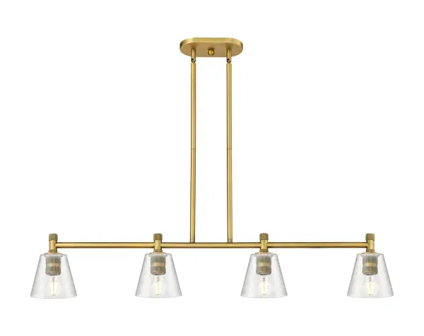 Details abound in the Crown Point Collection with an industrial take on modern sophistication. This stunning line of fixtures features cylindrical glass set in an updated restoration style frame with intricate knurling detail on the sockets, canopy, and finials.