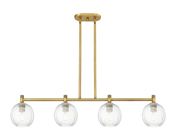 Details abound in the Crown Point Collection with an industrial take on modern sophistication. This stunning line of fixtures features cylindrical glass set in an updated restoration style frame with intricate knurling detail on the sockets, canopy, and finials.