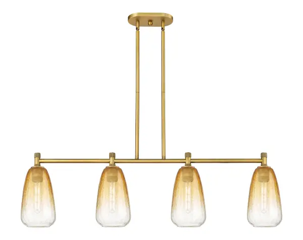 Details abound in the Crown Point Collection with an industrial take on modern sophistication. This stunning line of fixtures features cylindrical glass set in an updated restoration style frame with intricate knurling detail on the sockets, canopy, and finials.