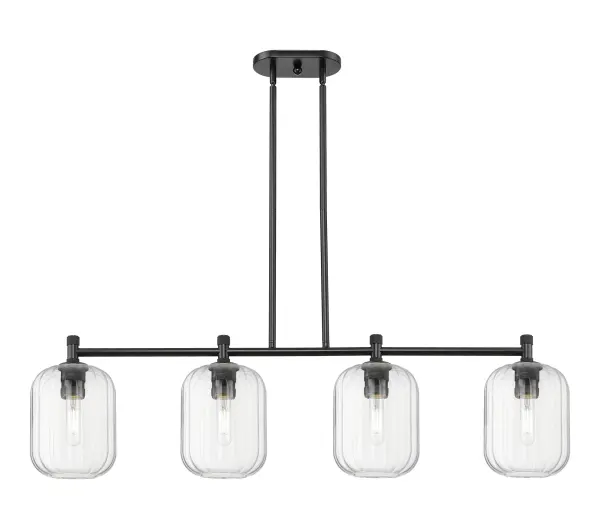 Details abound in the Crown Point Collection with an industrial take on modern sophistication. This stunning line of fixtures features cylindrical glass set in an updated restoration style frame with intricate knurling detail on the sockets, canopy, and finials.