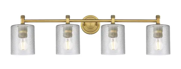 Details abound in the Crown Point Collection with an industrial take on modern sophistication. This stunning line of fixtures features cylindrical glass set in an updated restoration style frame with intricate knurling detail on the sockets, canopy, and finials. - alternate view