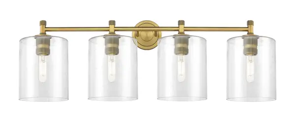 Details abound in the Crown Point Collection with an industrial take on modern sophistication. This stunning line of fixtures features cylindrical glass set in an updated restoration style frame with intricate knurling detail on the sockets, canopy, and finials. - alternate view