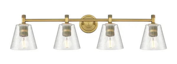 Details abound in the Crown Point Collection with an industrial take on modern sophistication. This stunning line of fixtures features cylindrical glass set in an updated restoration style frame with intricate knurling detail on the sockets, canopy, and finials. - alternate view