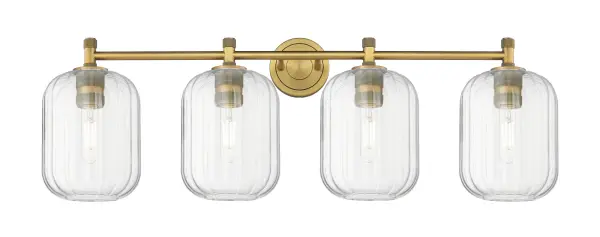 Details abound in the Crown Point Collection with an industrial take on modern sophistication. This stunning line of fixtures features cylindrical glass set in an updated restoration style frame with intricate knurling detail on the sockets, canopy, and finials. - alternate view