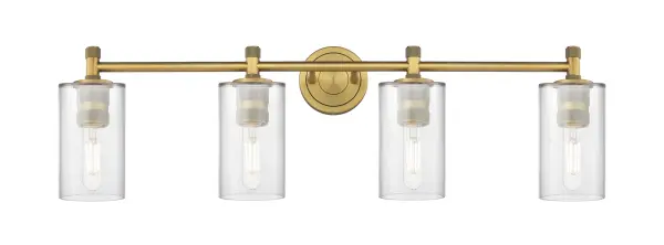 Details abound in the Crown Point Collection with an industrial take on modern sophistication. This stunning line of fixtures features cylindrical glass set in an updated restoration style frame with intricate knurling detail on the sockets, canopy, and finials. - alternate view
