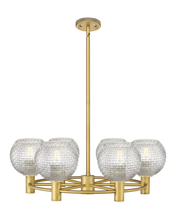 Details abound in the Crown Point Collection with an industrial take on modern sophistication. This stunning line of fixtures features cylindrical glass set in an updated restoration style frame with intricate knurling detail on the sockets, canopy, and finials.