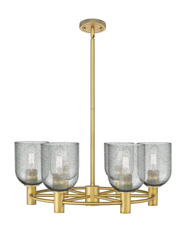 Details abound in the Crown Point Collection with an industrial take on modern sophistication. This stunning line of fixtures features cylindrical glass set in an updated restoration style frame with intricate knurling detail on the sockets, canopy, and finials.
